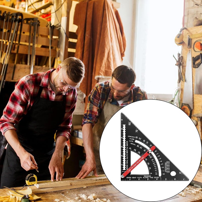 7 Inch Metric Adjustable Combination Square Rafter Framing Carpenter Triangle Ruler Woodworking Layout Tool - Image 3