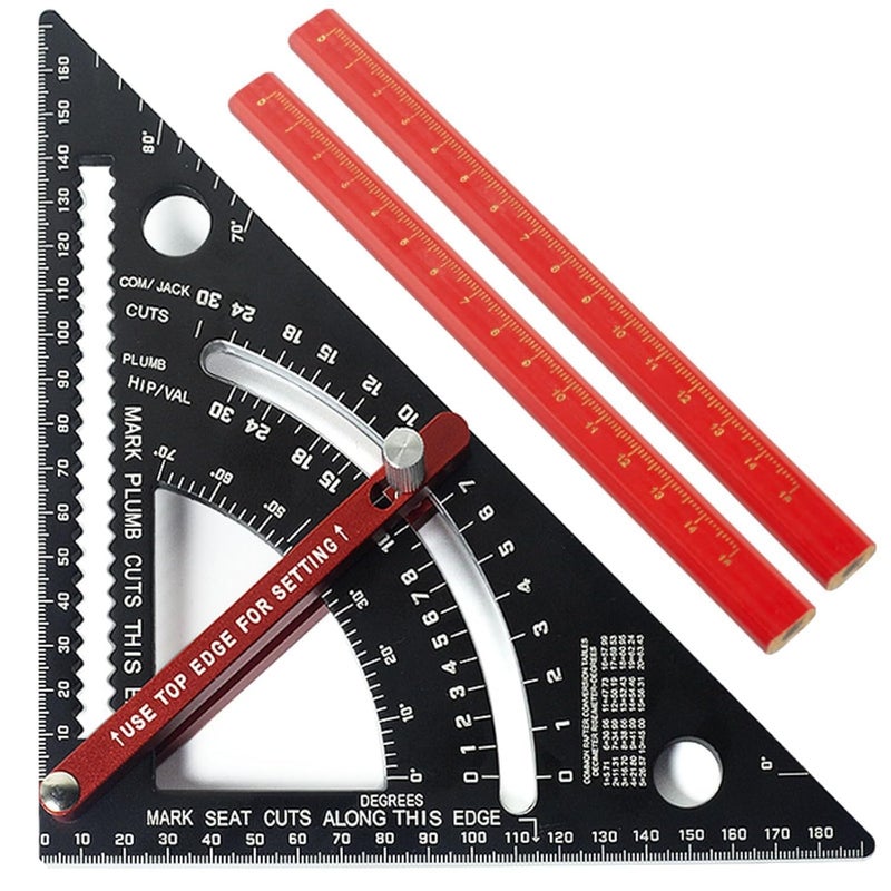 7 Inch Metric Adjustable Combination Square Rafter Framing Carpenter Triangle Ruler Woodworking Layout Tool - Image 5