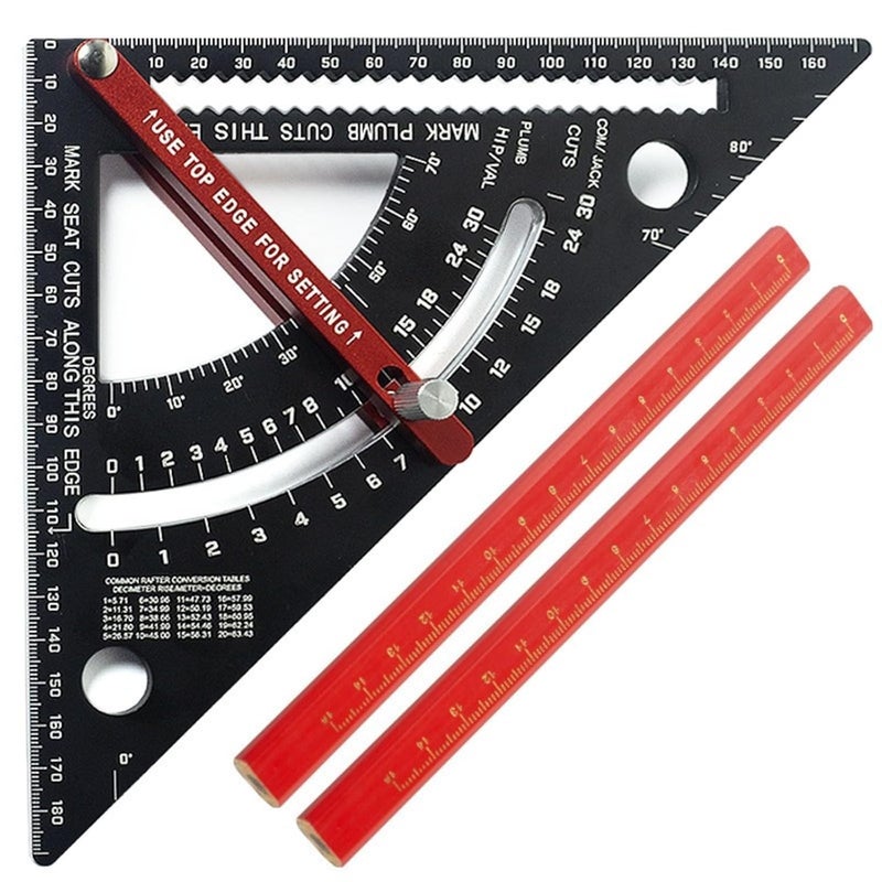 7 Inch Metric Adjustable Combination Square Rafter Framing Carpenter Triangle Ruler Woodworking Layout Tool - Image 2