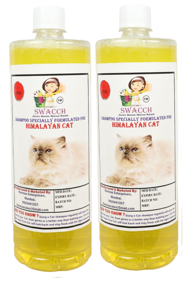 SWACCH Shampoo Specially Formulated for Himalayan Cat (1 Litre) (Pack of 2) Lemon - Image 2