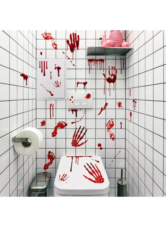 Halloween Decorations, 8 Sheets Terror Bloody Handprint Footprint Window Stickers, 8 Sheets Tattoo Stickers, Halloween Party Indoor/Outdoor Decoration,Spooky Wall Decal and Floor Stickers - Image 5