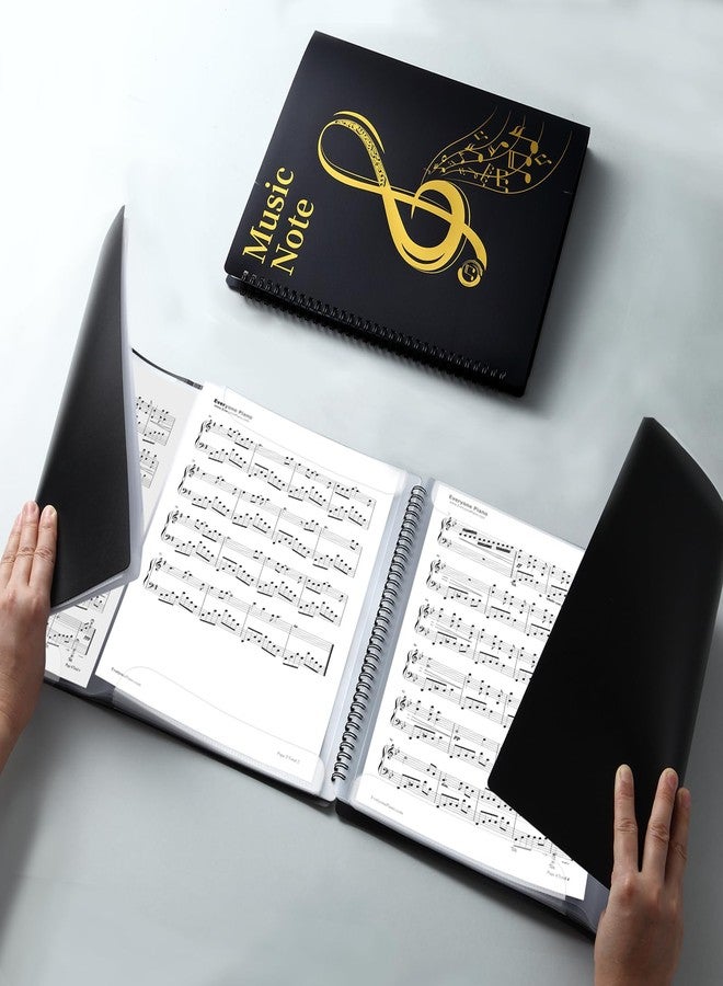 MUDOR 4 Pages Expand Sheet Music Folder for Piano, 8.5x11 inch Sheet Music Binder, 60 Pockets Capacity,Sheet Music Holder Allow Annotations,Spiral Sheet Music Binder Storage Organizer - Image 4