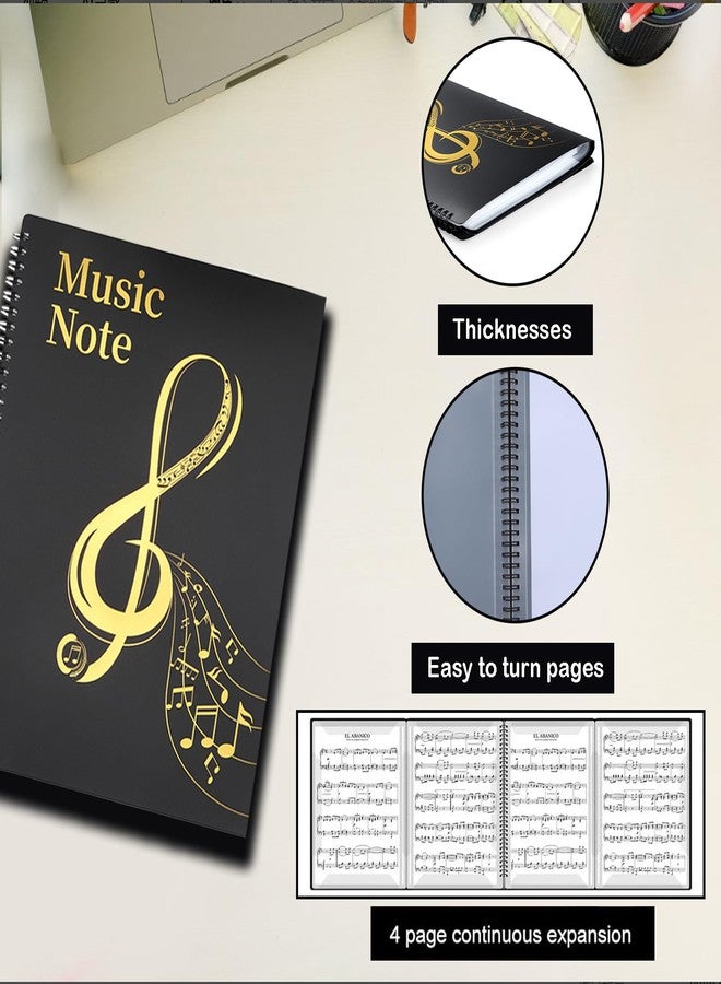 MUDOR 4 Pages Expand Sheet Music Folder for Piano, 8.5x11 inch Sheet Music Binder, 60 Pockets Capacity,Sheet Music Holder Allow Annotations,Spiral Sheet Music Binder Storage Organizer - Image 3