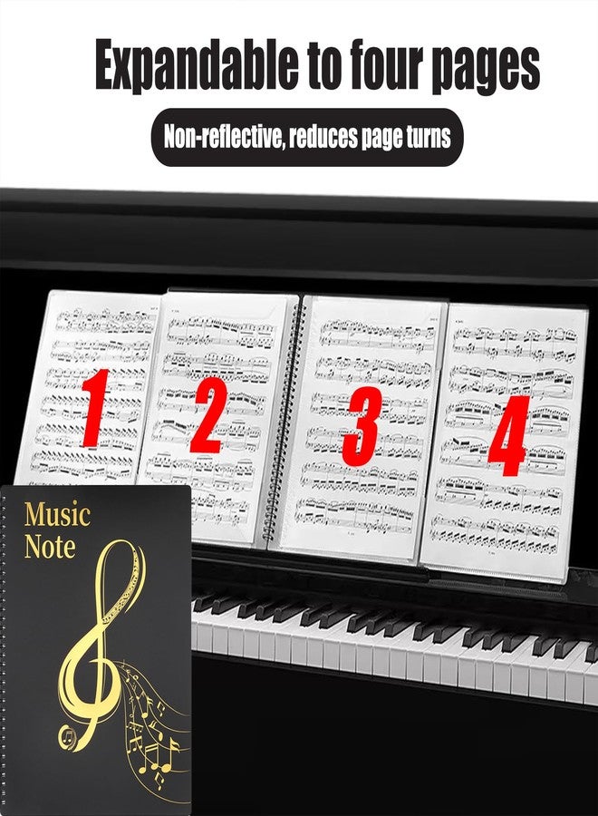 MUDOR 4 Pages Expand Sheet Music Folder for Piano, 8.5x11 inch Sheet Music Binder, 60 Pockets Capacity,Sheet Music Holder Allow Annotations,Spiral Sheet Music Binder Storage Organizer - Image 2