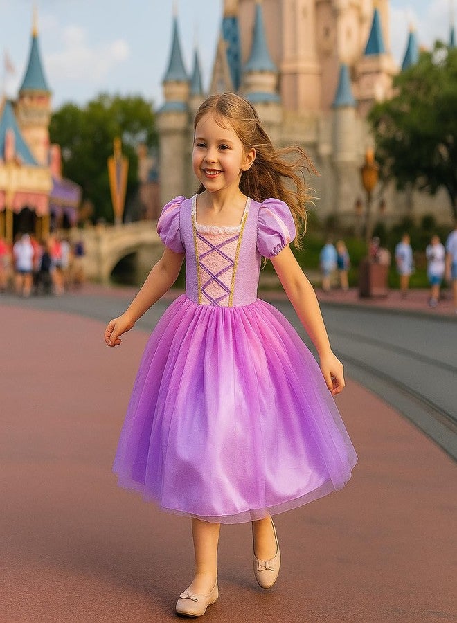 CQDY Rapunzel Dress for Girls Princess Costume for Toddler Kids Purple Dress Up Outfits with Wig - Image 2