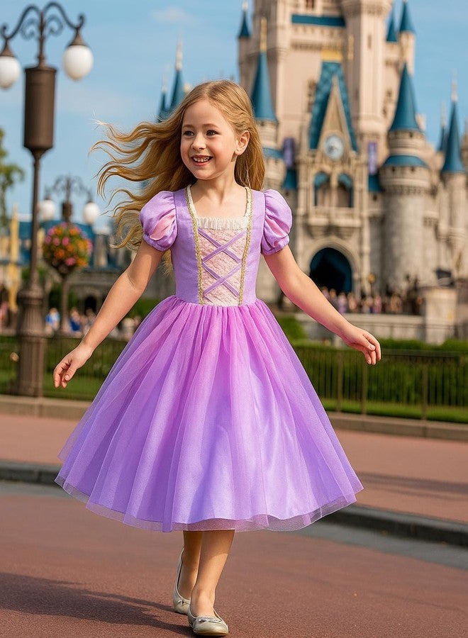 CQDY Rapunzel Dress for Girls Princess Costume for Toddler Kids Purple Dress Up Outfits with Wig - Image 4