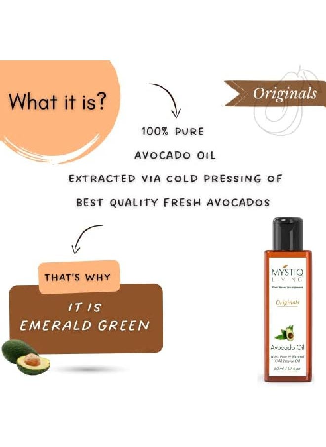MYSTIQ LIVING Originals Avocado Oil For Hair | Cold Pressed | 100% Pure and l 50 ML  - Image 3