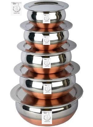 THATHERA Steel Handi Copper Bottom HandipatilaPot Biryani Punjabi Handi Set 5 Pieces Set 05115225 LTR by THATHERA  - Image 2