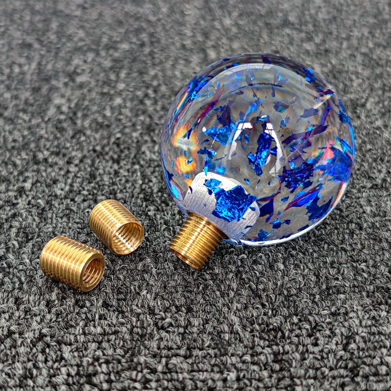 Jdm Car Acrylic Glitter Gear Shift Knob Manual Round Ball Shifter Lever Head In Blue Universal Accessories - Image 1