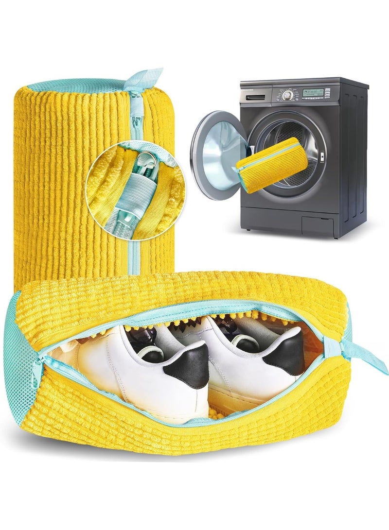 Washing machine and dryer shoe cleaning and protection bag, 39 x 19 cm - Sports shoe washing bag with a zipper for a tight seal - Custom design to increase internal friction and deep cleaning for all types and sizes of shoes. - Image 1