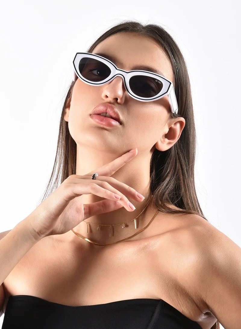 ووجلز نظارات شمسية مستطيلة بيضاء كرونون بابي حمراء