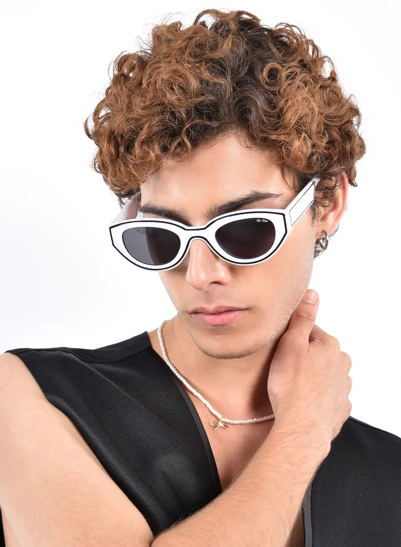 ووجلز نظارات شمسية مستطيلة بيضاء كرونون بابي حمراء