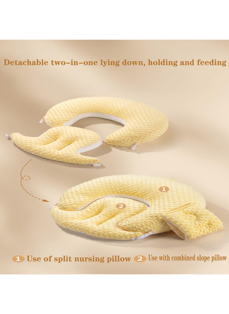 XiuWoo Detachable Baby Feeding Nursing Pillow, 2-in-1 Holding and Lying Feeding Pillow, C-shaped Design 15° Incline Feeding Pillow, Anti-spitting Arc Slope Pillow ,Provides More Support for Mother and Baby  - Image 3