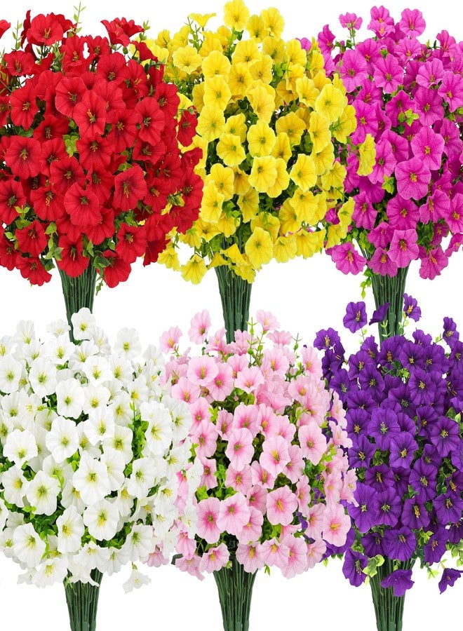 Roberly 12 Bundles Artificial Flowers for Outdoors, Fake Flowers Silk Morning Glory with Eucalyptus UV Resistant Faux Plants for Spring Summer Garden Outside Porch Patio Yard Home Decor, Multi - Image 1