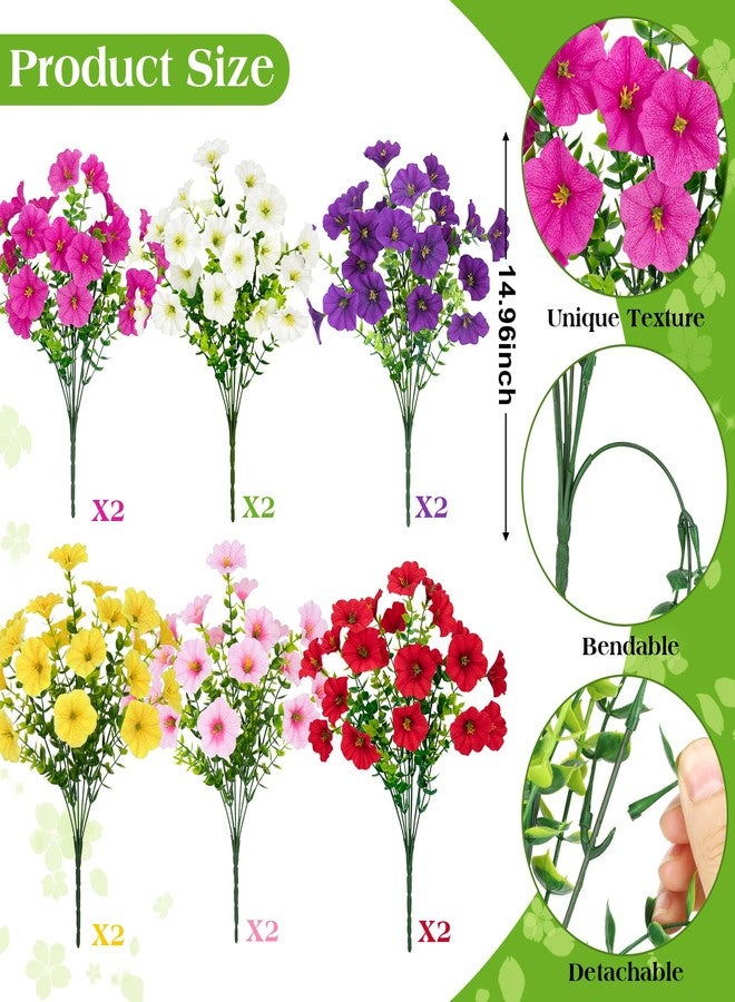Roberly 12 Bundles Artificial Flowers for Outdoors, Fake Flowers Silk Morning Glory with Eucalyptus UV Resistant Faux Plants for Spring Summer Garden Outside Porch Patio Yard Home Decor, Multi - Image 2
