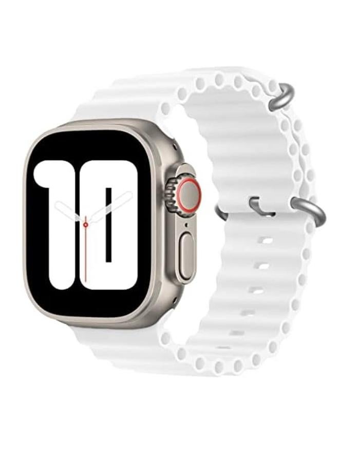 PROMASS Original Silicone Band Compatible with Apple Watch Ultra 42mm/44mm/45mm/49mm White Color - Image 2