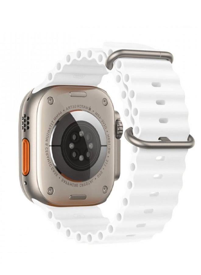 PROMASS Original Silicone Band Compatible with Apple Watch Ultra 42mm/44mm/45mm/49mm White Color - Image 3