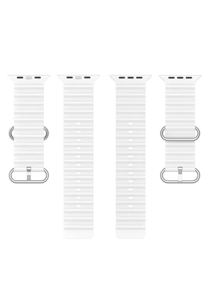 PROMASS Original Silicone Band Compatible with Apple Watch Ultra 42mm/44mm/45mm/49mm White Color - Image 1