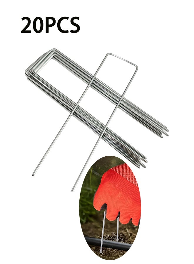 6 Inch 20 Pack Hot-dip Galvanized Landscape Staples Plant Cover Stakes 11 Gauge Tent Stakes Garden Stakes Landscaping Fabric SOD Pins Yard Stakes for Decoration Weed Barrier Fabric - Image 1