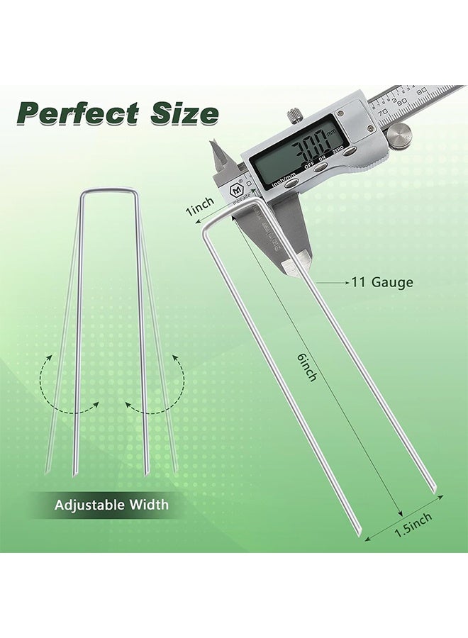 6 Inch 20 Pack Hot-dip Galvanized Landscape Staples Plant Cover Stakes 11 Gauge Tent Stakes Garden Stakes Landscaping Fabric SOD Pins Yard Stakes for Decoration Weed Barrier Fabric - Image 2