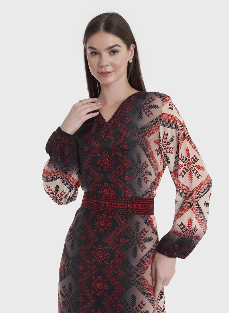 KASHKHA Viscose Printed Jalabiya