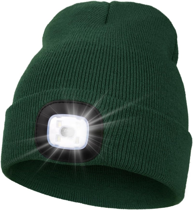 MELASA Unisex Hat with Light, USB Rechargeable Hands Free Headlamp LED Beanie, Winter Gifts for Men Dad Father Husband Him - Image 1