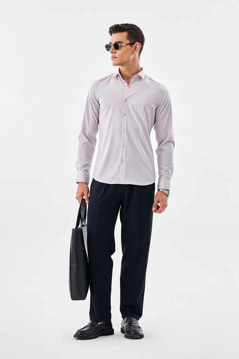سنيتش Lilac Solid Long Sleeve Slim Fit Formal Luxe Shirt