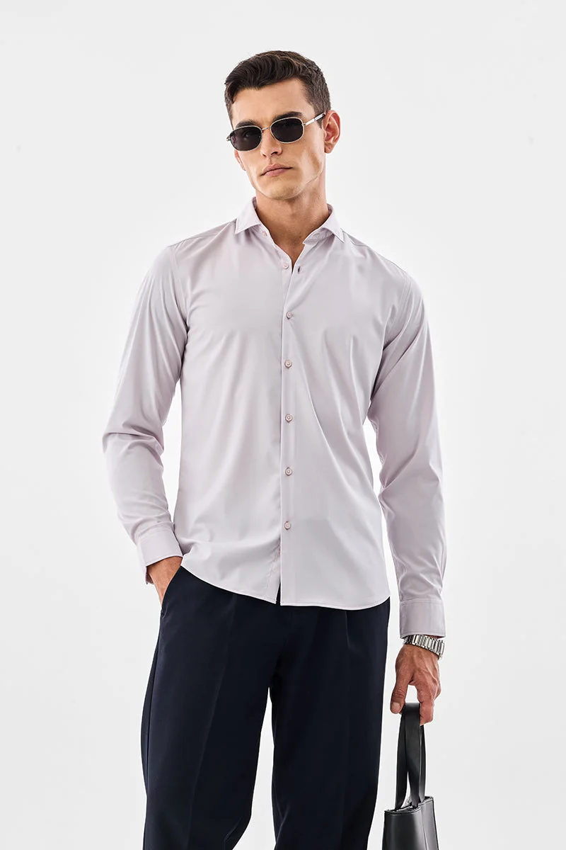 سنيتش Lilac Solid Long Sleeve Slim Fit Formal Luxe Shirt