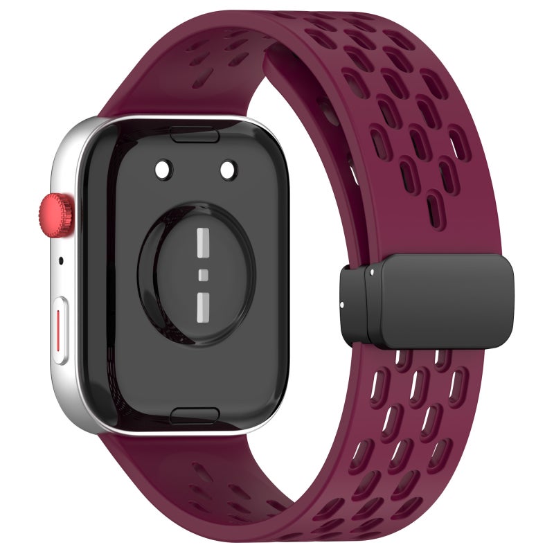 إيروريكس سوار ساعة هواوي واتش فيت 4 / فيت 4 برو / فيت 3 القابل للطي من السيليكون مع مشبك مغناطيسي (أحمر) - Image 2