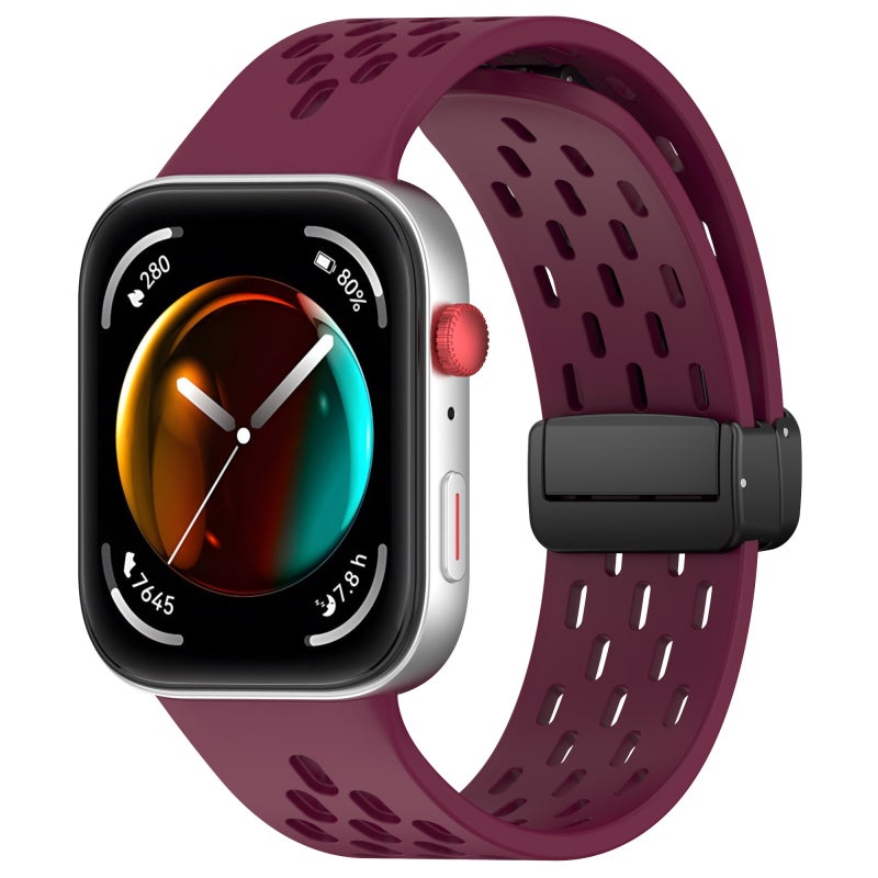 إيروريكس سوار ساعة هواوي واتش فيت 4 / فيت 4 برو / فيت 3 القابل للطي من السيليكون مع مشبك مغناطيسي (أحمر) - Image 1