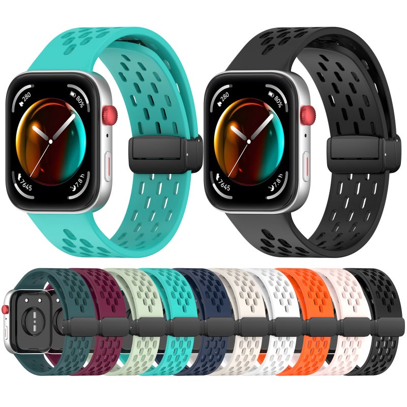 إيروريكس سوار ساعة هواوي واتش فيت 4 / فيت 4 برو / فيت 3 القابل للطي من السيليكون مع مشبك مغناطيسي (أحمر) - Image 5