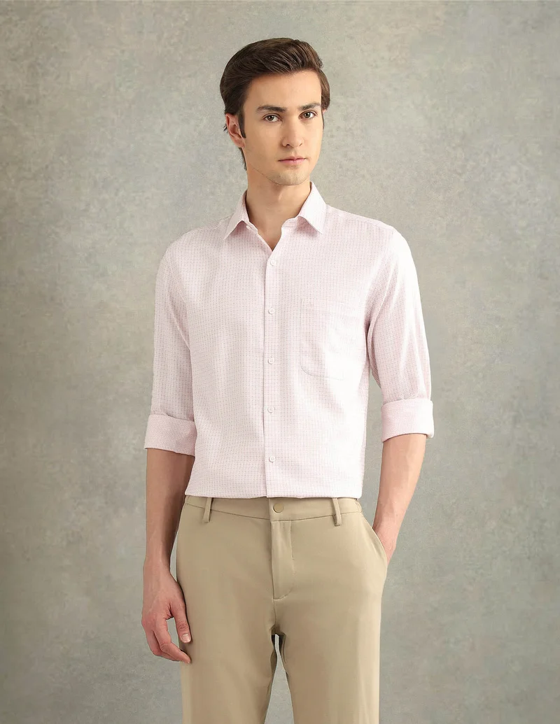 Arrow Pink Textured Italian Elegance Shirt for Men | Best Price UAE