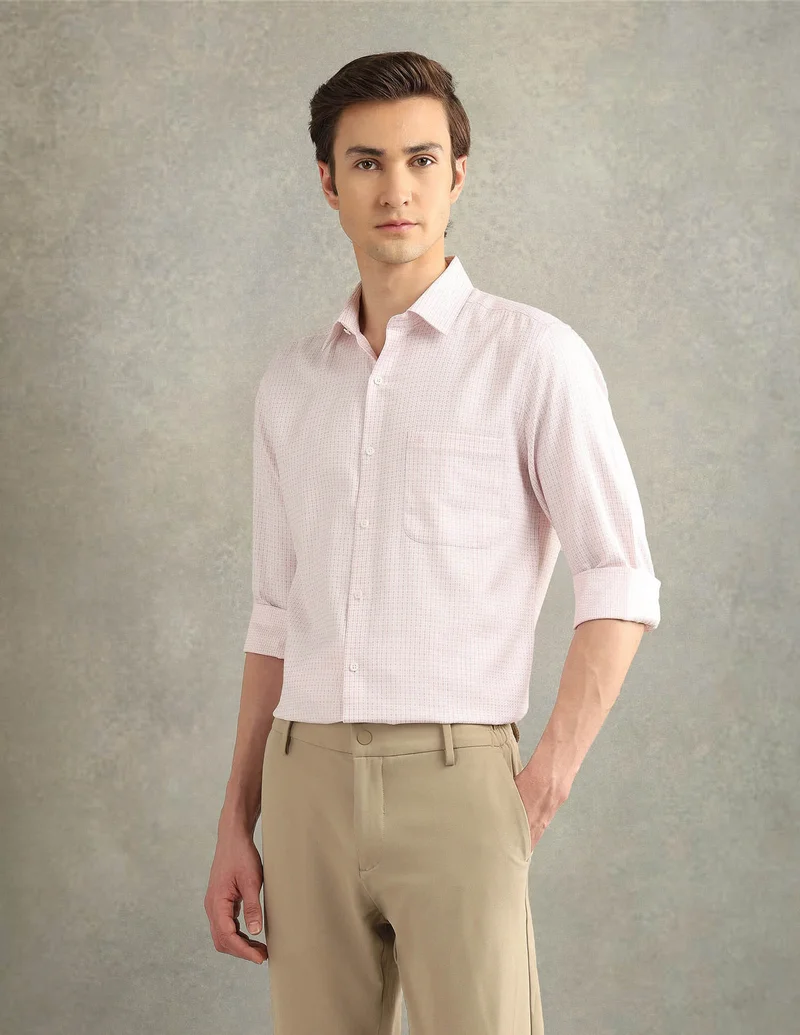 Arrow Pink Textured Italian Elegance Shirt for Men | Best Price UAE