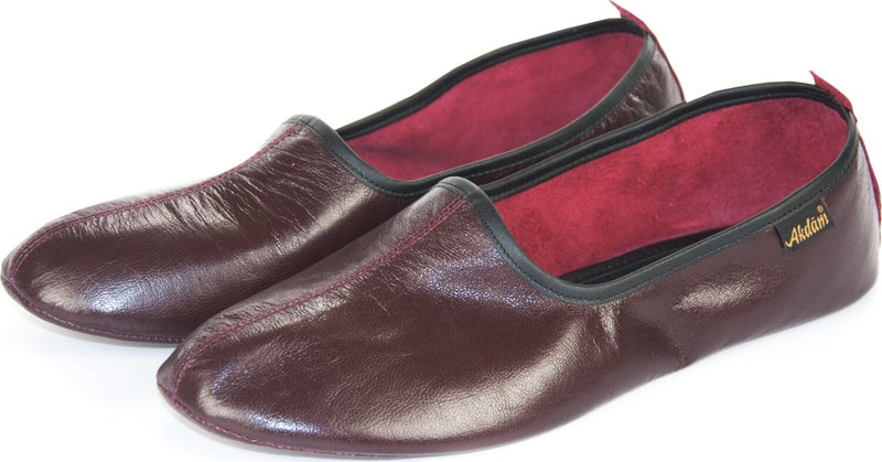 İhvan Leather Hajj Umrah Tawaf and Home Shoes Claret Red  - Image 1