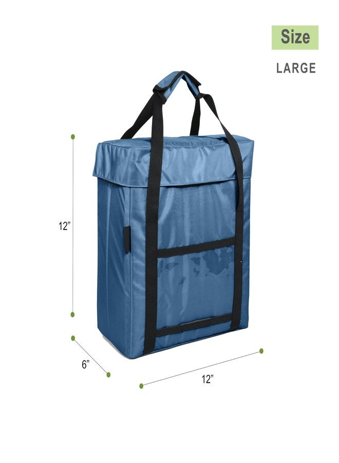 Insular Polyester Daily Milk and Grocery Bag | Store Milk, Fruits, Vegetables | Can Latch Outside The Door (Large,Navy-Blue), Casual - Image 3