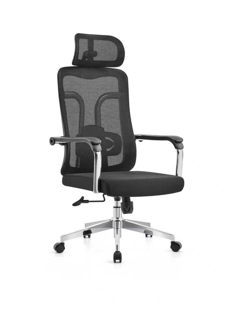 نَدْ مَفْرُوشَات كرسي إسفنجي شبكي مريح ذو ظهر مرتفع - أسود | مثالي للمكتب أو المنزل أو مكتب الدراسة أو الألعاب - Image 1