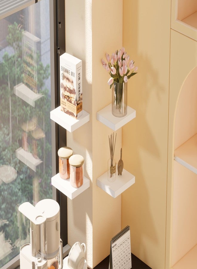 QsQueen White Floating Shelves, White Floating Shelves for Wall, Wall Shelves with Invisible Bracket, Bathroom Shelves, Bedroom Decor, Floating Shelf White, Shelves for Wall Storage, Display Shelf - Image 5