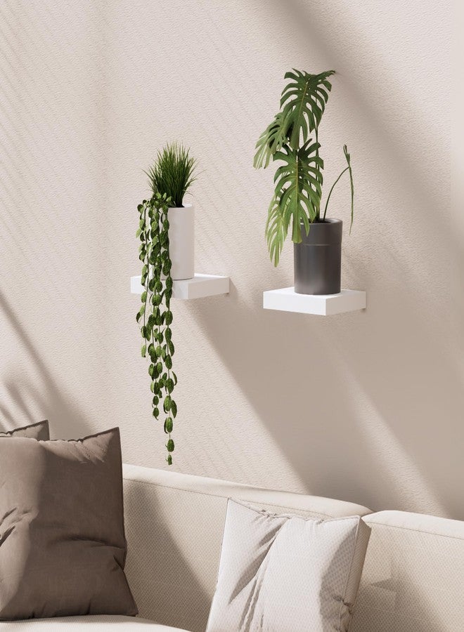 QsQueen White Floating Shelves, White Floating Shelves for Wall, Wall Shelves with Invisible Bracket, Bathroom Shelves, Bedroom Decor, Floating Shelf White, Shelves for Wall Storage, Display Shelf - Image 2
