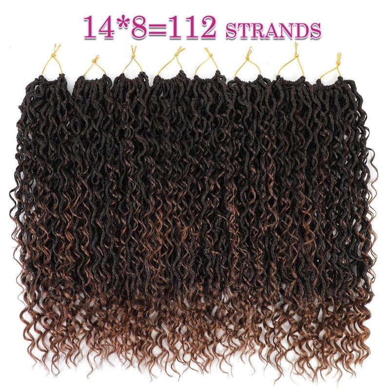 SAMBRAID 8 Packs Goddess Faux Locs Crochet Hair for Black Women, Long Goddess Locs Crochet Hair, Boho Style Locs, River Hair with Curly Ends (22Inch, T30#, 8Packs) - Image 4