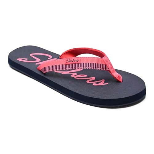 Skechers Womens COURTWALD INDIA Navy Coral Casual Flip Flops - Image 1