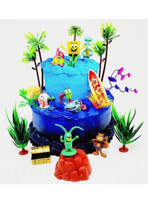 Spongebob Squarepants Cake Topper Set Featuring Random Spongebob Character Figures And Decorative Accessories