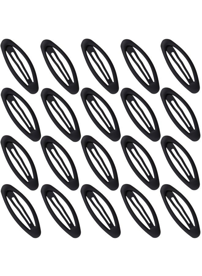 Cptots 20PCS Oval Metal Snap Clips for Women No Slip Small Barrettes for Thin Fine Hair,Matte Black - Image 1