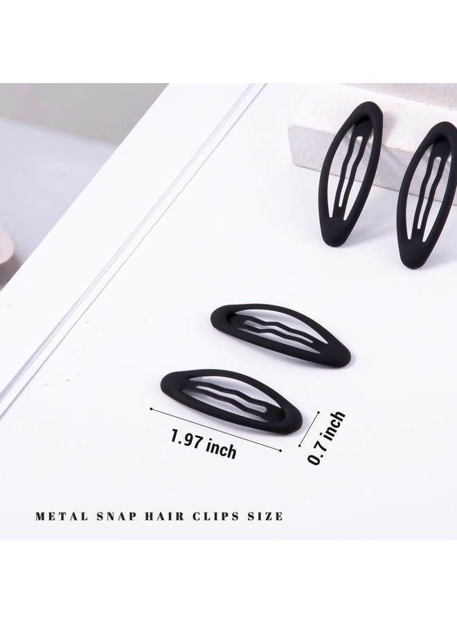 Cptots 20PCS Oval Metal Snap Clips for Women No Slip Small Barrettes for Thin Fine Hair,Matte Black - Image 2