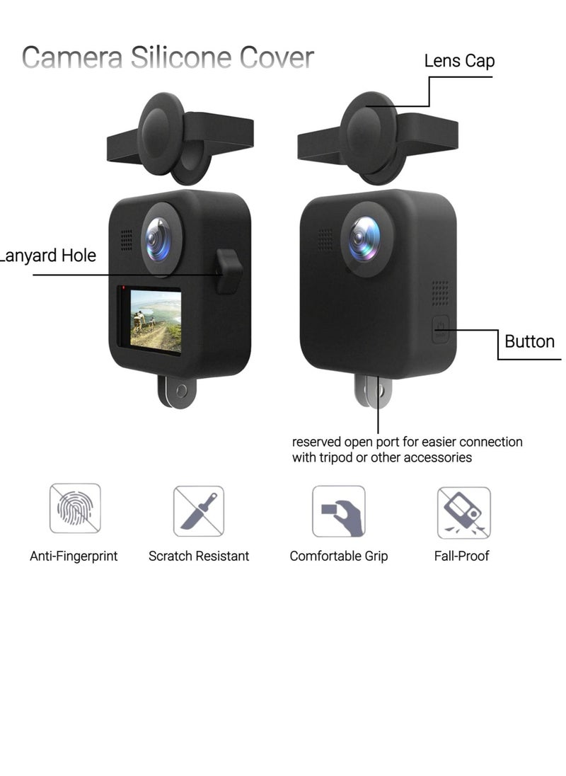 SYOSI Camcorder Silicone Protective Sleeve Cover for GoPro MAX Panoramic Sports , Soft Silicone Lens Cover Shell Replacement Accessory with Adjustable Lanyard, for Max Camera Body  - Image 3