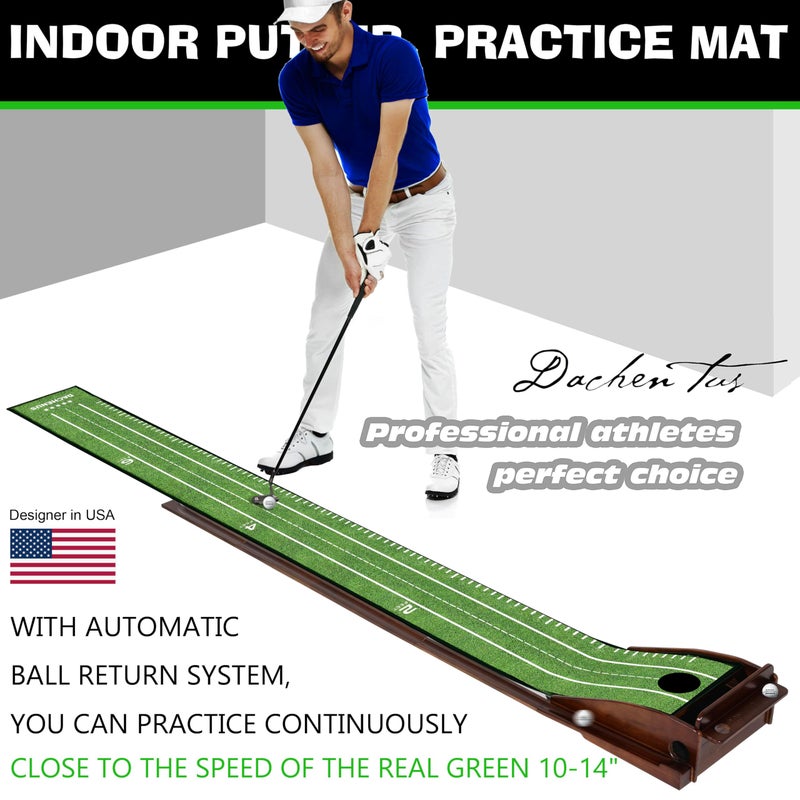 Dachenus Putting Green Indoor,Putting Mat for Indoors, Putting mat, Golf Gifts, Putting Mat Indoor Golf Matt Putting Green with Automatic Ball Return for Indoor and Outdoor, Office - Image 2