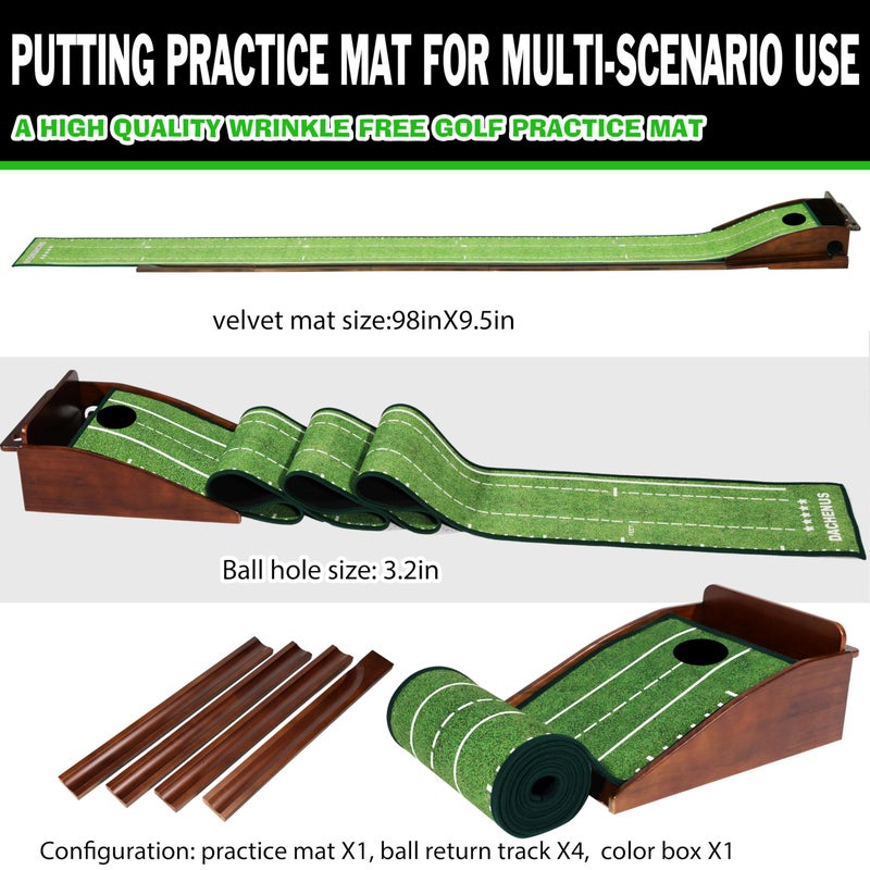 Dachenus Putting Green Indoor,Putting Mat for Indoors, Putting mat, Golf Gifts, Putting Mat Indoor Golf Matt Putting Green with Automatic Ball Return for Indoor and Outdoor, Office - Image 3