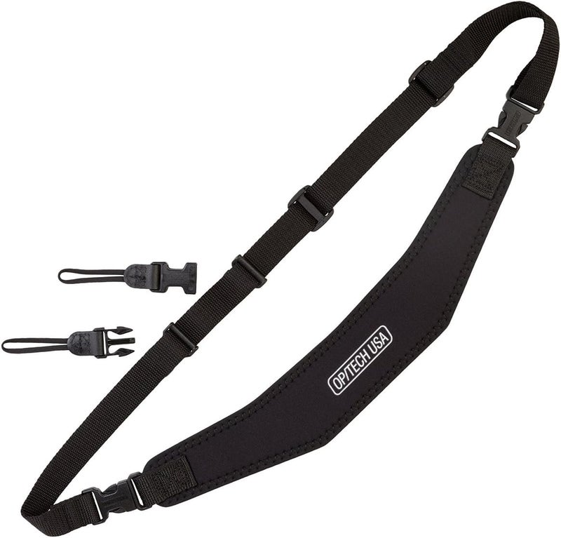 OP/TECH USA Utility Strap – Sling with Uni-Loop Connectors | Padded Camera Strap with Quick Release for DSLR, Binoculars, Polaroid & Film Cameras – Lightweight, Vintage Style – Black - Made in USA - Image 1