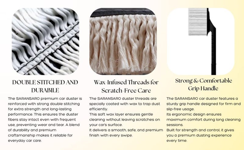 SARANSARO Car Duster Microfiber Brush for Cleaning Car Exterior – Scratch-Free Dust Remover, Long Handle, Washable Reusable Car Cleaning Accessories India 2026 - Image 3