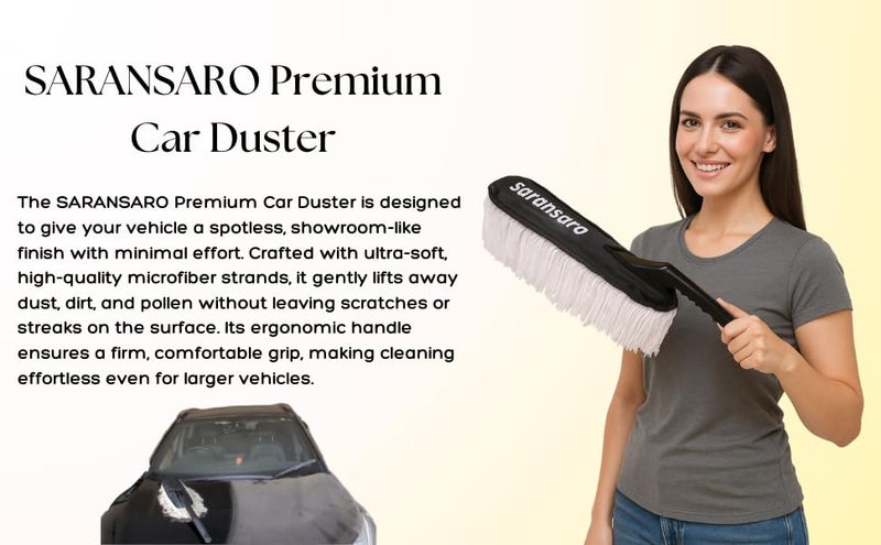 SARANSARO Car Duster Microfiber Brush for Cleaning Car Exterior – Scratch-Free Dust Remover, Long Handle, Washable Reusable Car Cleaning Accessories India 2026 - Image 5