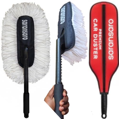 SARANSARO Car Duster Microfiber Brush for Cleaning Car Exterior – Scratch-Free Dust Remover, Long Handle, Washable Reusable Car Cleaning Accessories India 2026 - Image 2